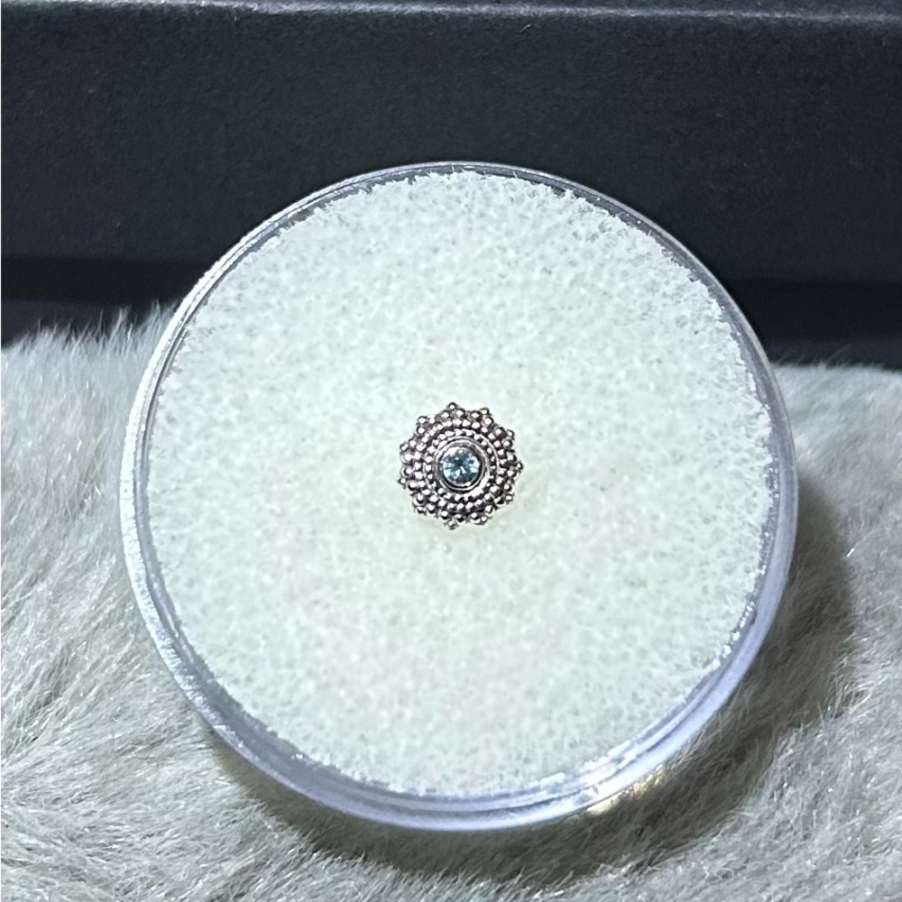 BVLA 14k White Gold Swiss Blue Topaz Afghan Threaded End 14g